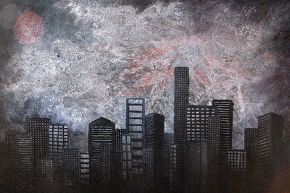 Snow Storm by Hillarree Hamblin. Mixed media on canvas